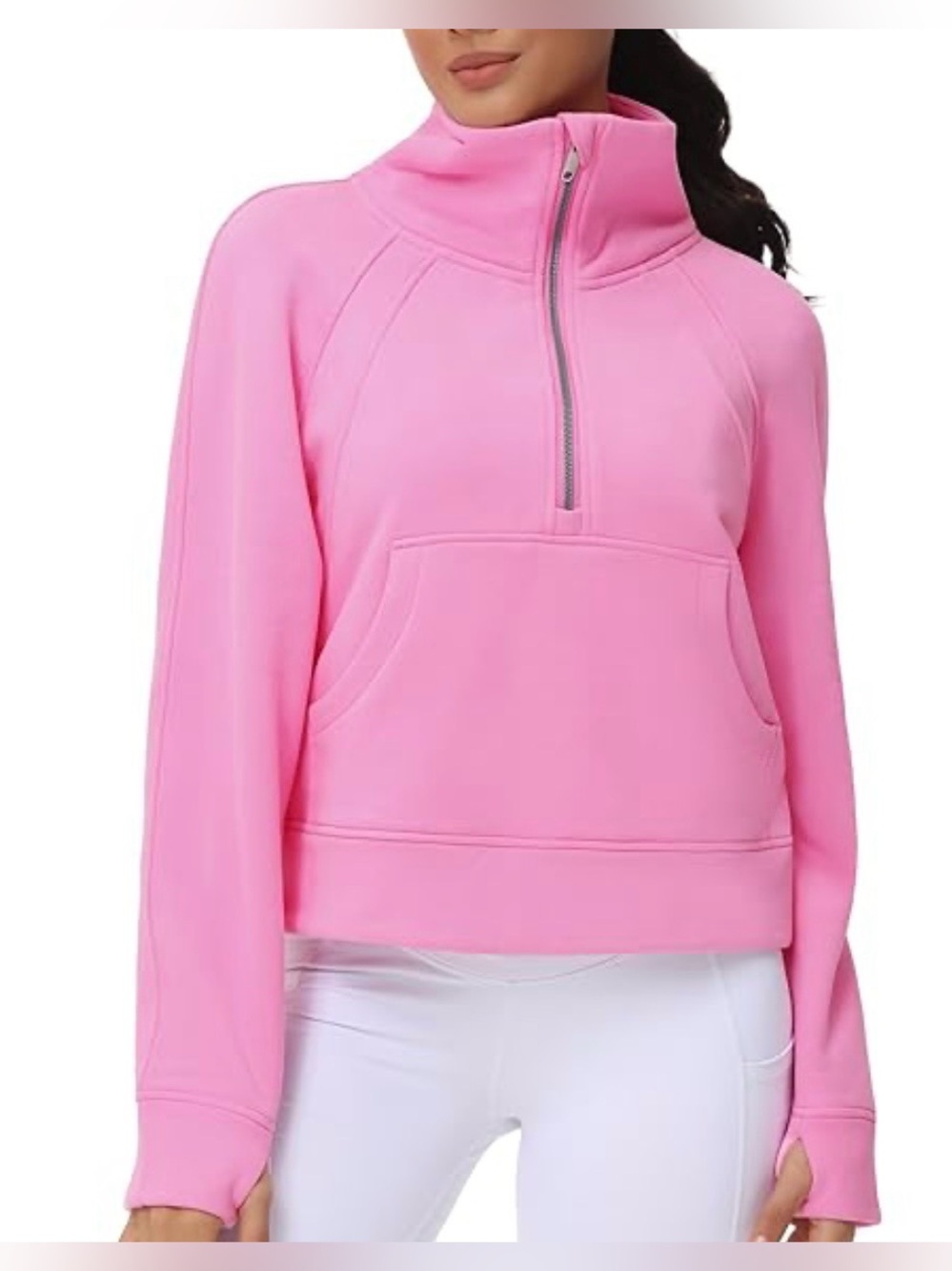 Women's Pink Half-Zip Pullover Hoodie
